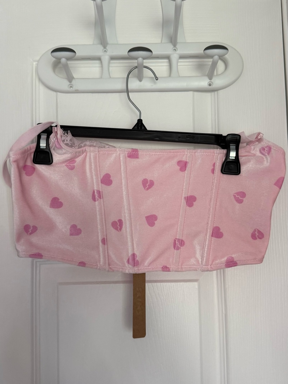 Skims Pink Heart Velvet Lace Corset Top Large NWT Valentine Y2K